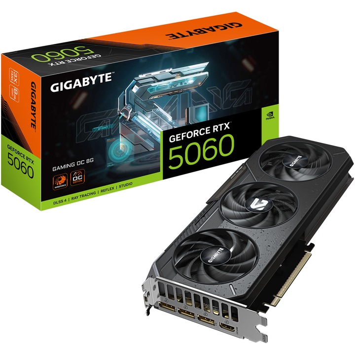 Видео карта Gigabyte GeForce RTX 5060 GAMING OC 8G, GDDR7, 128 bit, Черен