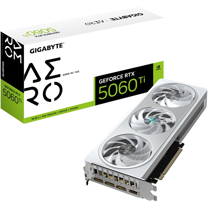 Gigabyte GeForce RTX 5060 Ti AERO OC 16G videokártya, 128 bit, GDDR7, Fehér