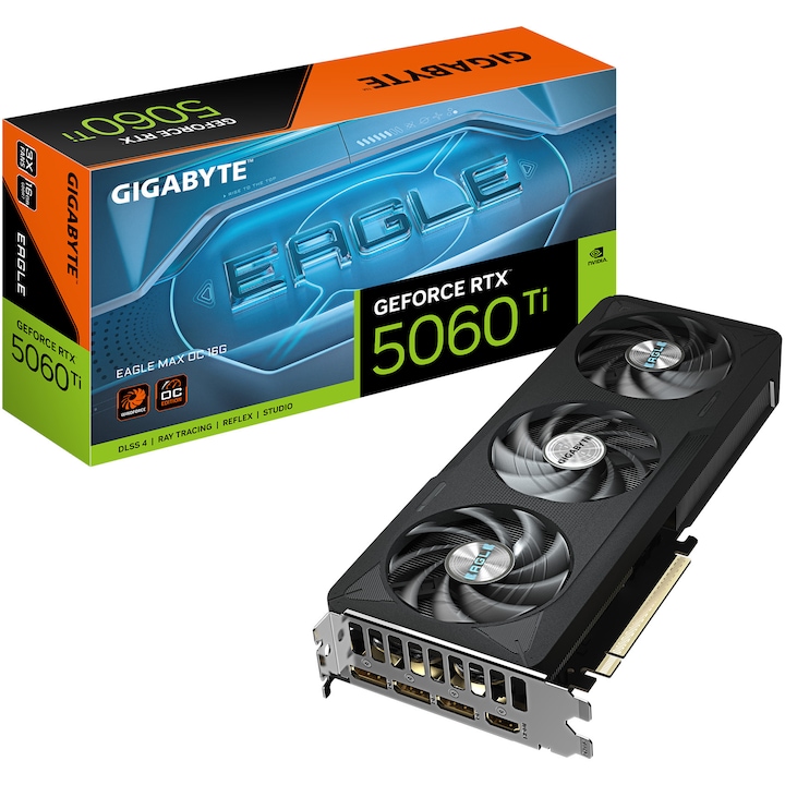 Placa video Gigabyte GeForce RTX 5060 Ti EAGLE MAX OC 16G, GDDR7, 128 bit, Negru