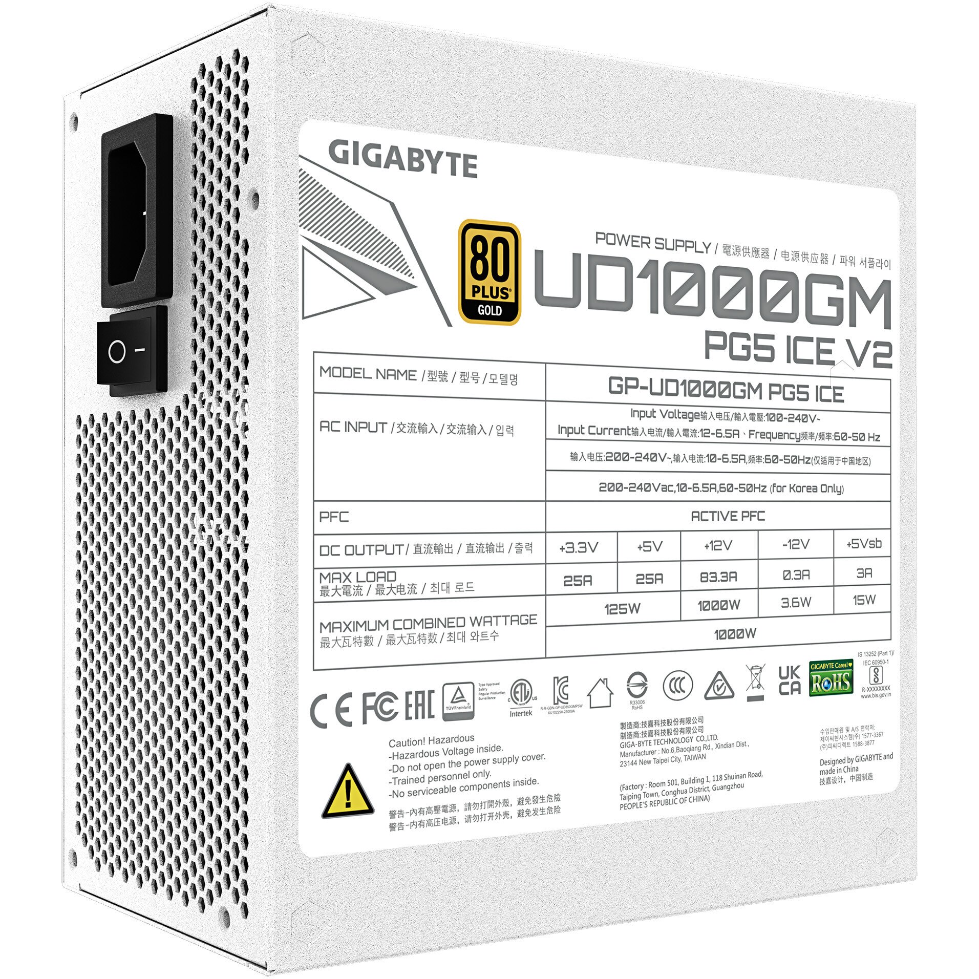 Gigabyte Fuente de poder GP-UD1000GM 1000W 80 Gold
