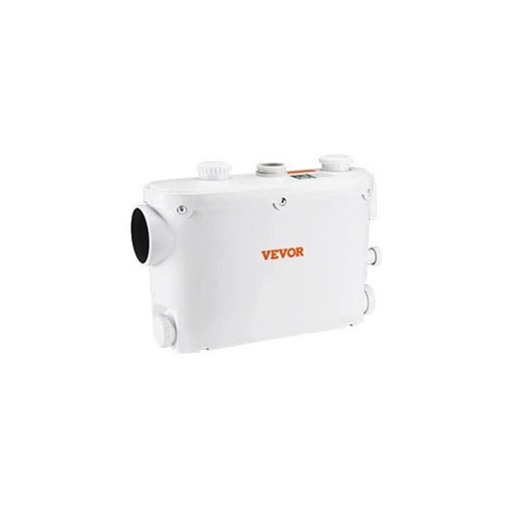 Pompa submersibilă pentru ape uzate, Vevor, 6600 L/h, 500W, 3 intrări, zgomot redus, Alb