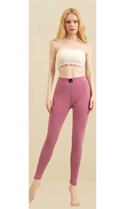 Pantaloni termici pentru femei, captusiti cu blana de camila, comozi si elastici, cu talie inalta, ideali pentru zilele reci, Rosu