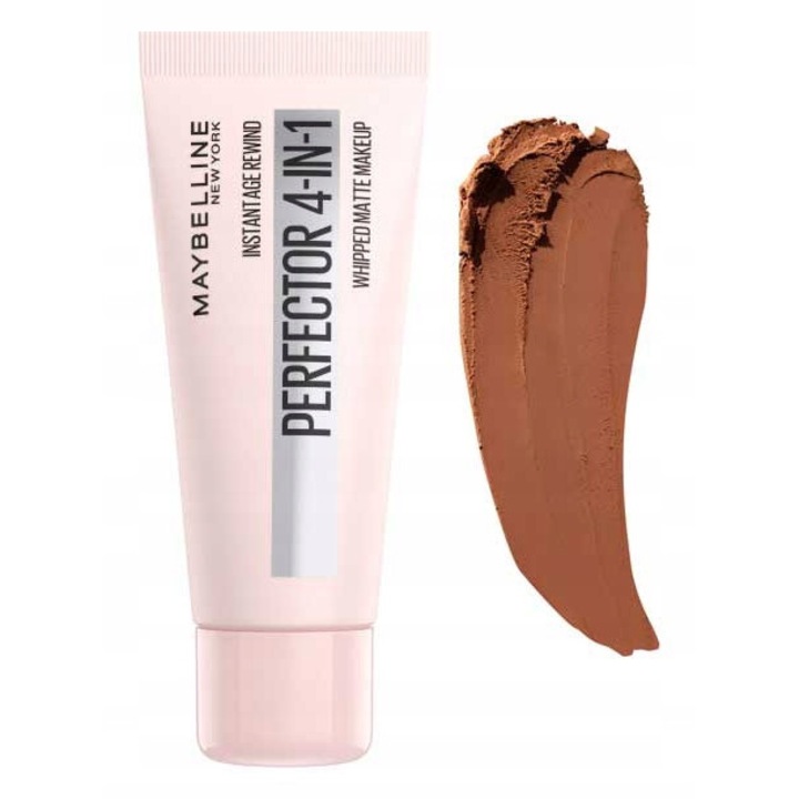 Fond de ten si baza de machiaj Maybelline 4 in 1, 30ml, Medium Deep, matifiant