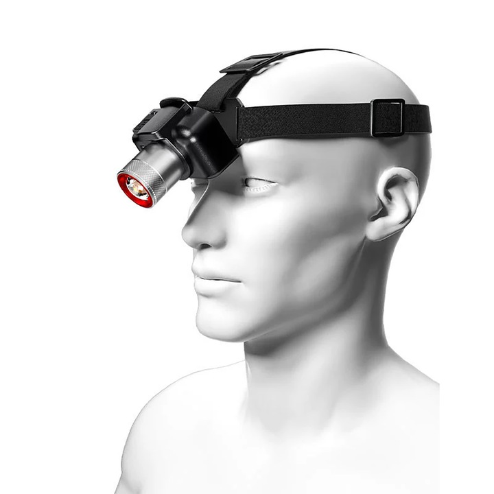 Акумулаторен LED фенер, 800 лумена, 2 степени на интензитет, черен, за къмпинг, лов, колоездене, риболов