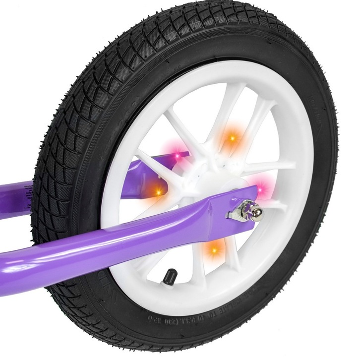 Баланс колело Starky, 12" с надуваеми гуми и LED светлини, виолетово, за деца