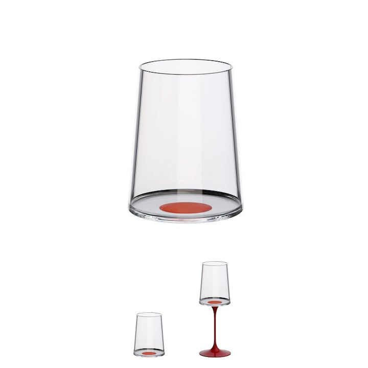 Set 2 pahare de cristal Trebonn SplitGlass 2025121, 280 ml, Ø7.3x9 cm, Posibilitate atasare picior, Rosu