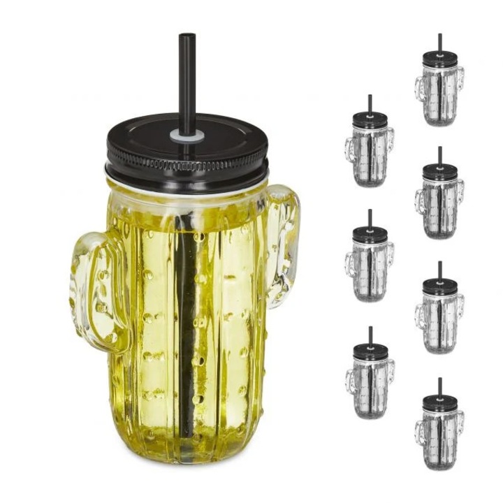 8 darab kaktusz pohár szívószállal