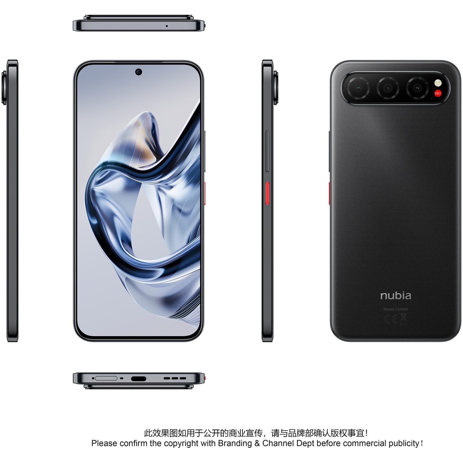 Telefon mobil ZTE nubia AIR, Dual SIM, 8GB, 256GB, 5G, Titanium Black