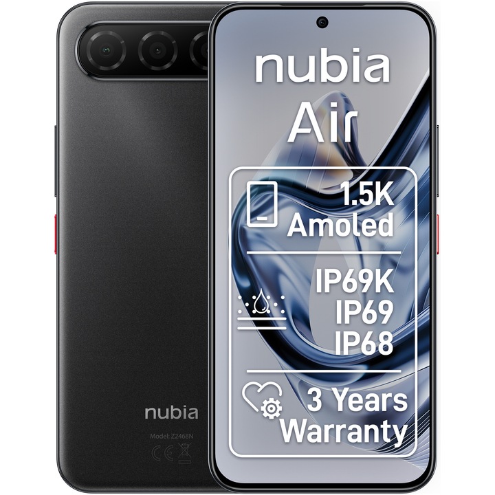 Смартфон ZTE nubia AIR, Dual SIM, 8GB, 256GB, 5G, Titanium Black