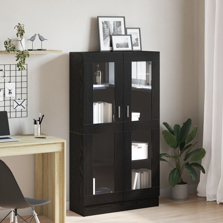Gossi biblioteca, stejar negru, 82,5x30,5x150 cm, lemn prelucrat