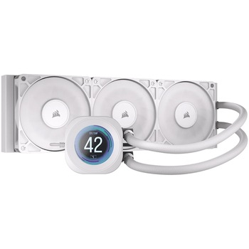 Cooler procesor Corsair NAUTILUS LCD, 360 mm, racire cu lichid, alb