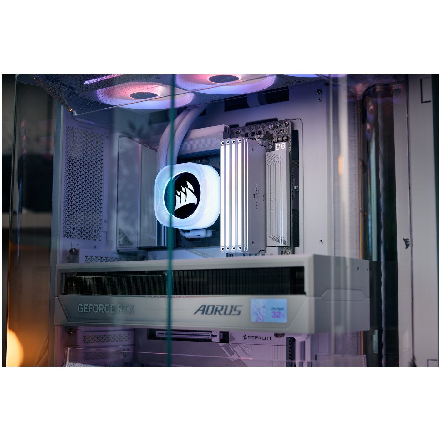 Carcasa Corsair AIR 5400 LX-R LINK Tempered Glass Mid-Tower, Alb