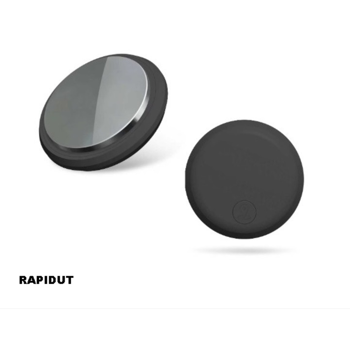 Dispozitiv anti-pierdere, localizare tracker GPS Smart RAPIDUT, Acoperire Globala, Pt copii, Animale, Batrani, Chei, Bagaje, Masina, Compatibil Android & iOS, Aplicatie FindTag, Baterie inclusa, Alertare Sonora, Istoric Trasee, Husa silicon inclus, Negru