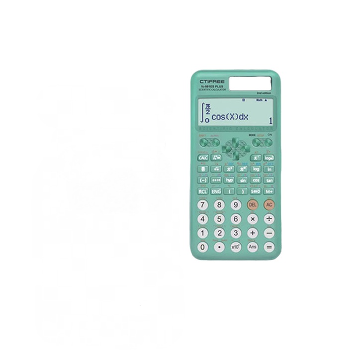 Tudományos számológép FX-991ES Plus, 417 funkció, természetes kijelző, kemény tok, zöld