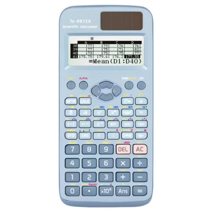 Tudományos számológép FX-991ESPLUS, 10x2 számjegy, természetes kijelző, kemény tok, kék