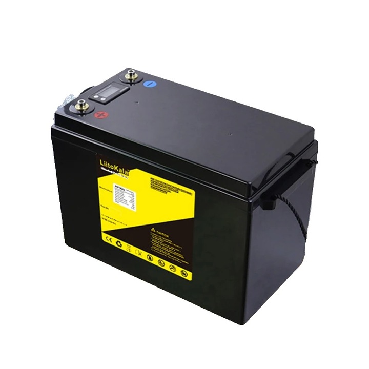 LiFePO4 akkumulátor 12V 200Ah, nagy kisütési kapacitás, méretek 340x180x226mm, kompakt kialakítás