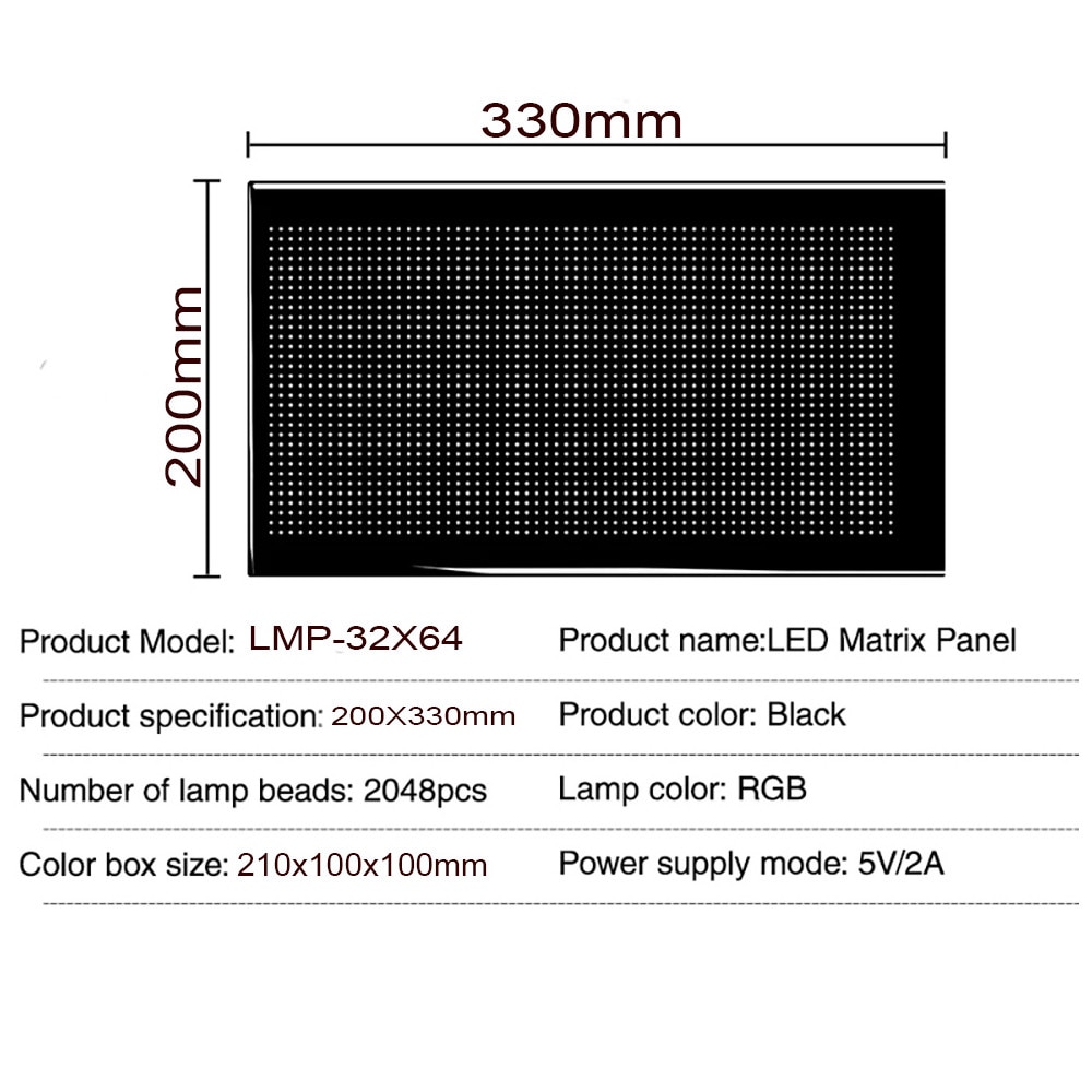 Panou luminos inteligent cu matrice LED rigida de 32*64 pixeli, ecran ...