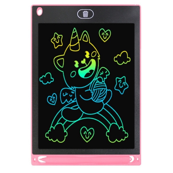 Tableta de scris si desenat cu stilou magnetic si LCD color, 10 inch, roz