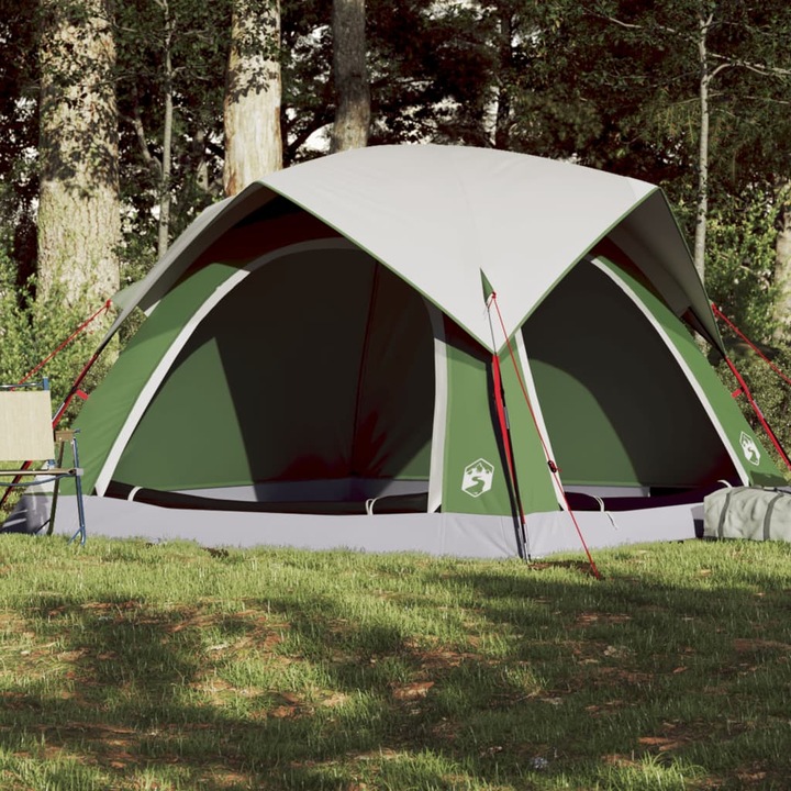 Cort de camping Gossi, 4 persoane, impermeabil, verde, 218x218x135cm