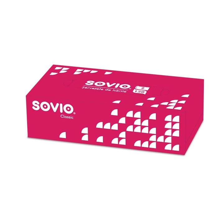 Servetele de masa Sovio, 150 buc, 2 straturi, cutie cu deschidere rapida