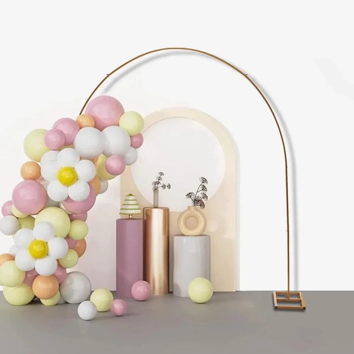 Lufiív/Esküvői ív, Tartó/Keret, Vas, 2,3 x 2,3 m, L méret, Lufifüzérhez & partikhoz