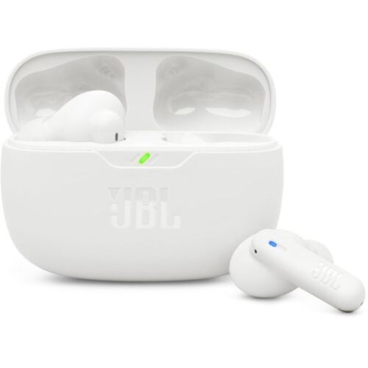 Casti wireless JBL Vibe Beam 2, Bluetooth 5.3, autonomie 10 ore, alb