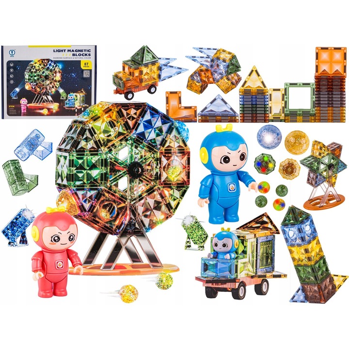 Set de constructie BEMI, 87 elemente, 31x24.5x7.5cm, multicolor