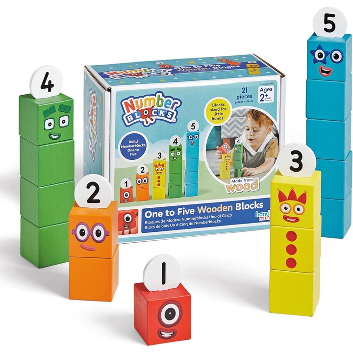 Cuburi din lemn Numberblocks - De la 1 la 5