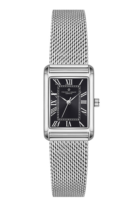 Frederic Graff, Szögletes karóra hálós fémszíjjal, Ezüstszín