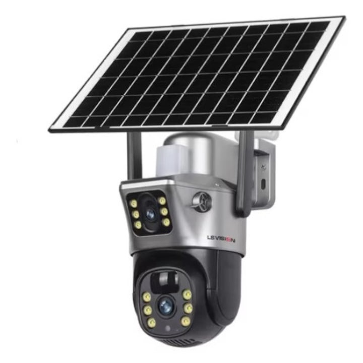 Cameră de supraveghere exterior Stuffix, 6 MP, monitorizare vocală, zoom digital, detectare mișcare, card de memorie inclus