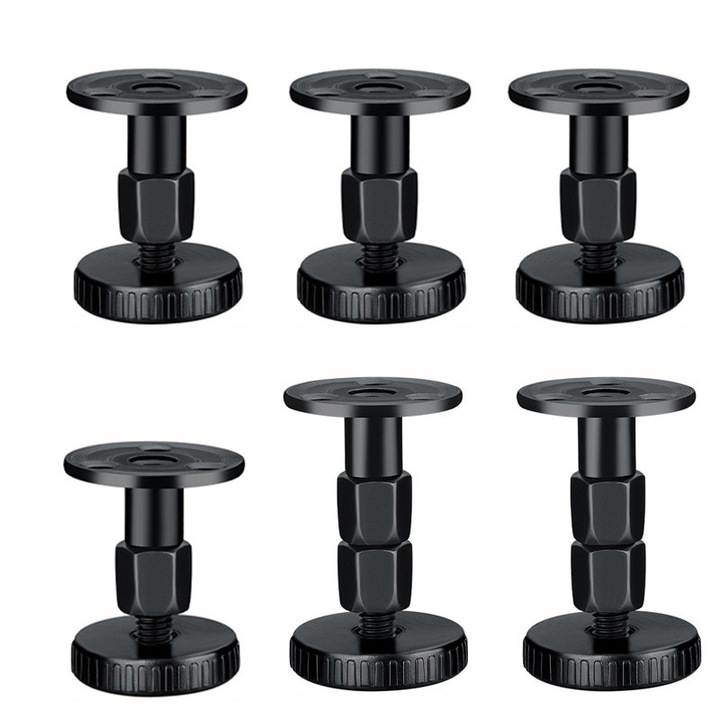 Set 6 bucati fixator anti-vibratii ajustabil pentru pat, BOMSTOM, Reglabil, reducere a zgomotului, protectie pentru perete, 2 dimensiuni (47-64 mm reglabil / 62-80 mm reglabil), negru