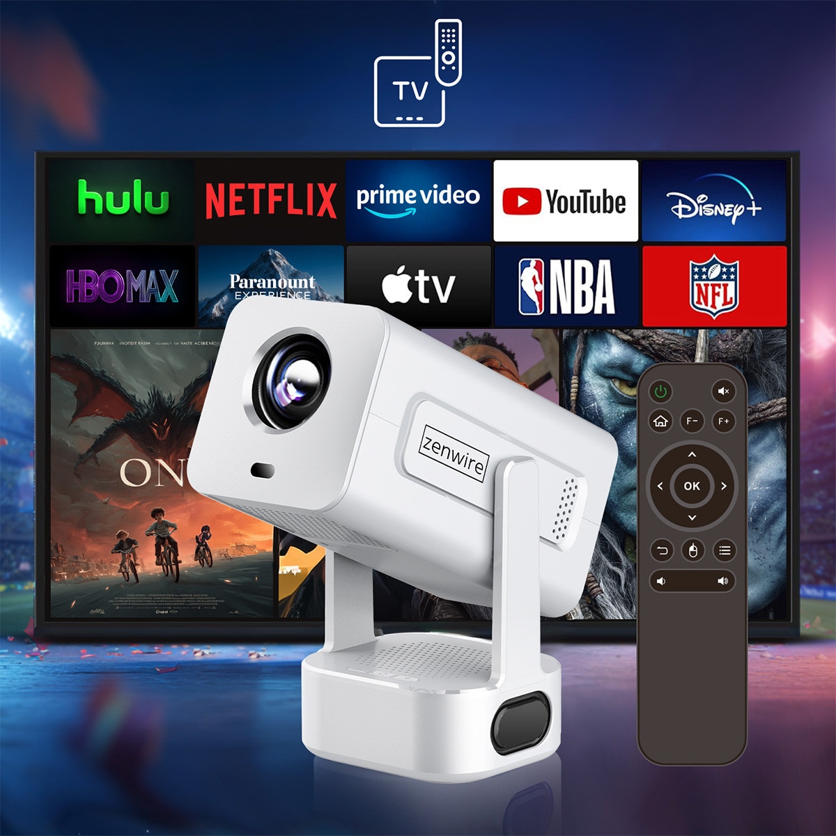 Proiector Mini, Zenwire® PrimeView IMC360, Full HD 1920×1080p, Android ...