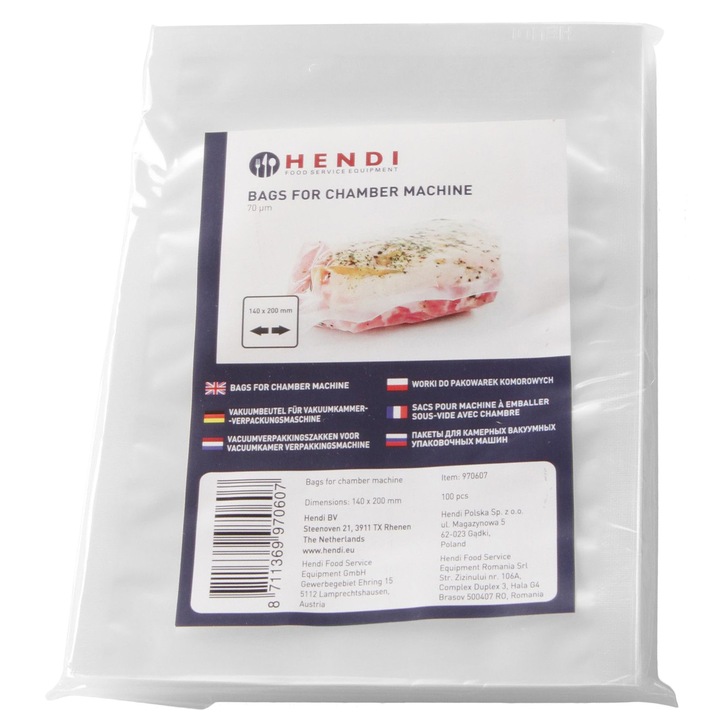 Pungi ambalare vacuum Hendi, 160X230mm, 2 starturi, 65 microni, 100 buc.