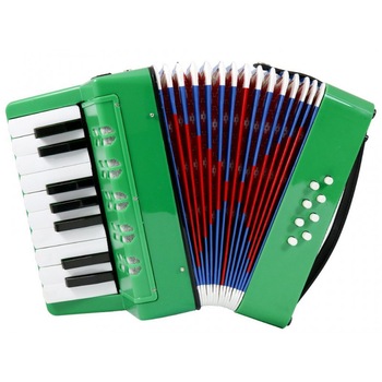 Acordeon pentru copii, 17 clape, 23 x 10 x 22 cm (inchis), verde Acordeon pentru copii, 17 clape, 23 x 10 x 22 cm (inchis), verde