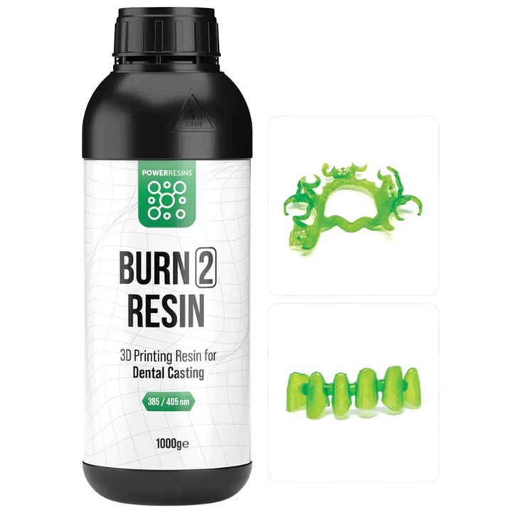 3D смола, PowerResins Burn 2, 1кг, Зелен, за 3D принтер
