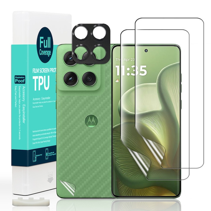 Защитно фолио Ibywind за Motorola Edge 60 5G, комплект 2 броя, гъвкав TPU филм, метална защита за камерата, прозрачно