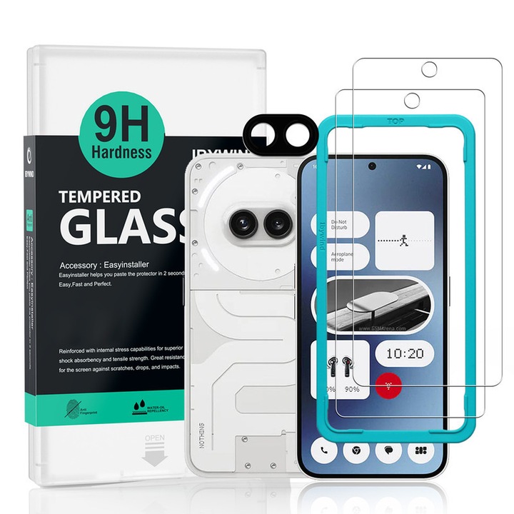 Folie Sticla Ibywind pentru Nothing Phone (2a) 5G/Phone (2a) Plus 5G, Pachet 2, Sticla Securizata, protectie pentru obiectiv, Montaj Usor, Duritate Militara, Ultra HD, Anti Zgarieturi, Anti Socuri