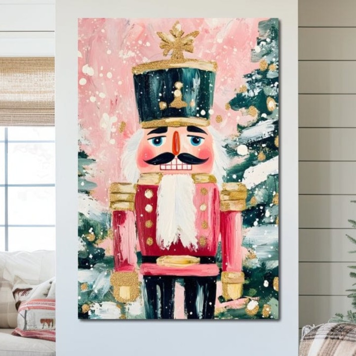 Tablou Canvas Premium, LuxCanva® D1074, Gardianul Craciunului, 40 X 60 CM, Panza Bumbac 100% 400g/m2, Sasiu, Lemn, Spargator, Nuci, Basm, Colorat, Costum, Soldat, Poveste, Vis, Straie, Erou, Festiv, Decoratiune, Emblematic, Camera Copil, Living, Dormitor