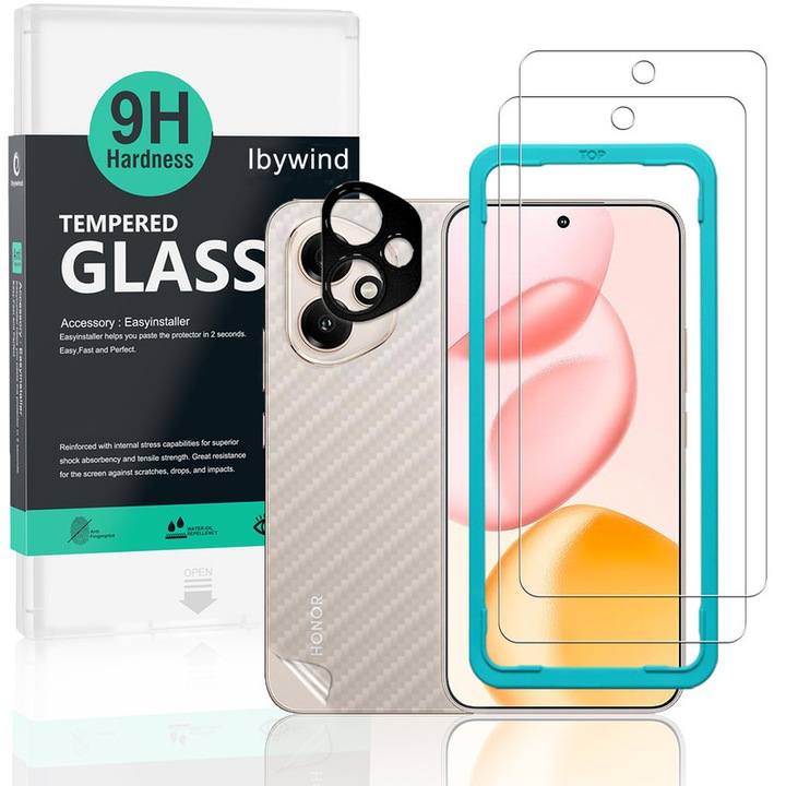 Folie Sticla Ibywind pentru Honor 400 5G, Pachet 2, Sticla Securizata, protectie pentru obiectiv, Montaj Usor, Duritate Militara, Ultra HD, Anti Zgarieturi, Anti Socuri