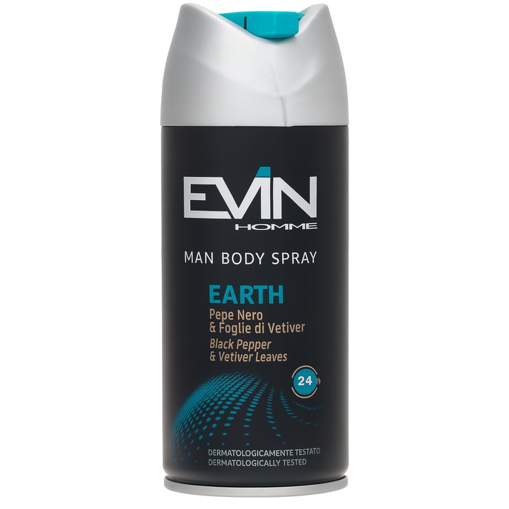 Deodorant spray bărbați Evin Homme Earth, 150 ml, piper negru și vetiver