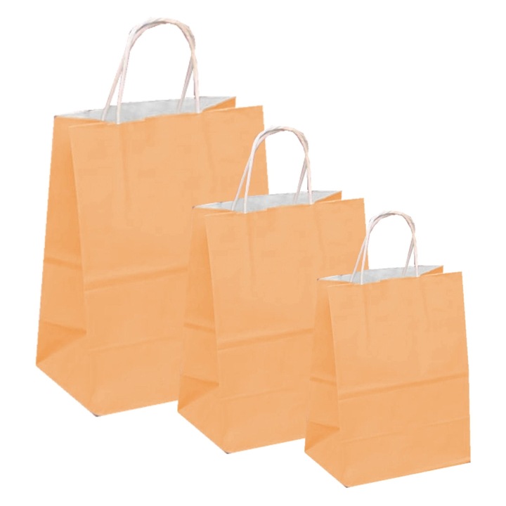 Pungi albe si colorate 100% piersica, 25x14x30 cm, set 100 bucati