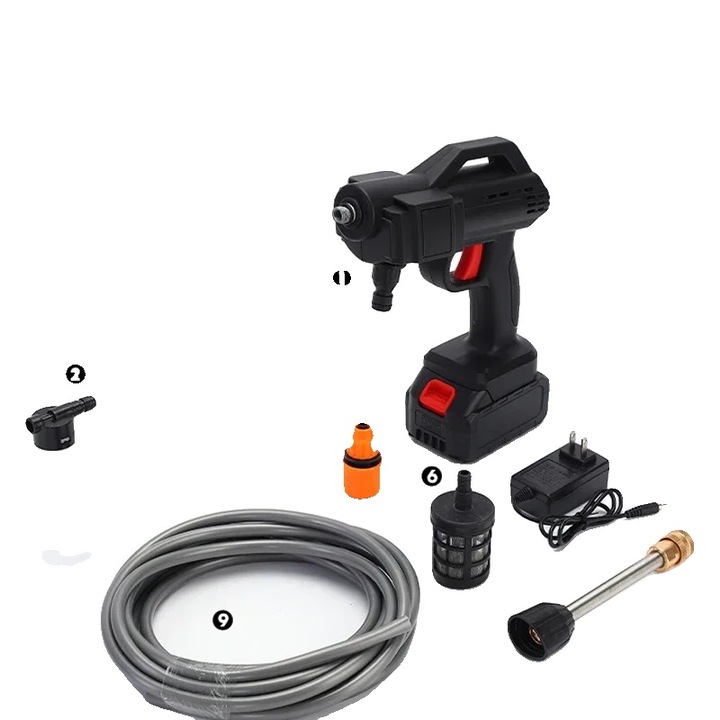 Aparat de spalat cu presiune, 24V, fara fir, 22-30Bar, 4L/min, 5m furtun
