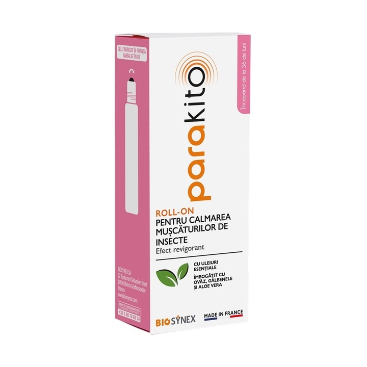 Gel Roll-on pentru calmarea muscaturilor de insecte, Biosynex ParaKito, 5ml, hipoalergenic, cu uleiuri esentiale, 700 aplicari, pentru toate tipurile de piele