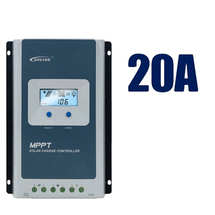 Regulator de incarcare solara, MPPT, display LCD, 20A, 12V 24V