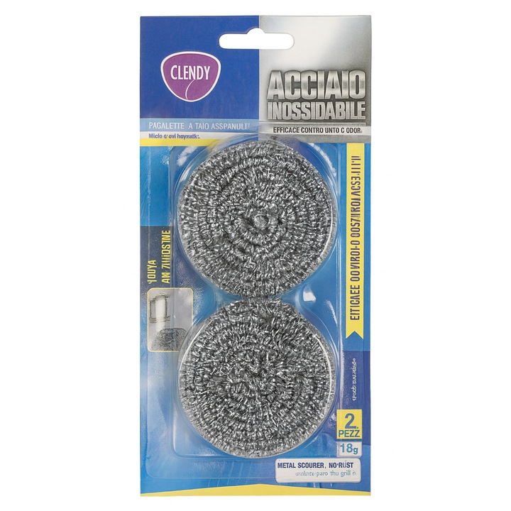 Burete de curățare, Clendy, set 2 bucăți, inox, durabil, eficient