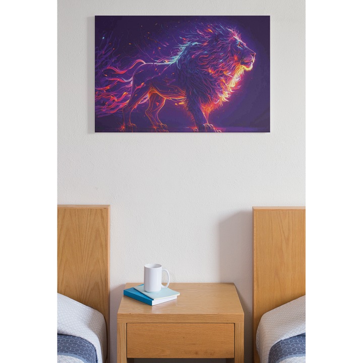 Tablou canvas Leu, Canvas pe sasiu de lemn, 35x50cm