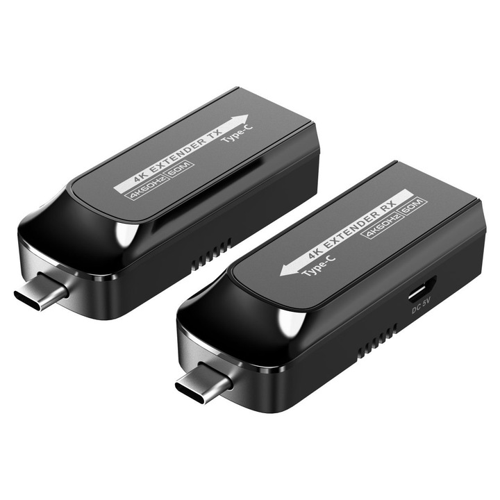 Kit Extender HDMI, USB-C la USB-C, HDR10, pana la 60m, prin cablu Cat6/6A/7, 4K@60Hz, latenta zero, PremiumCord, khext60-12