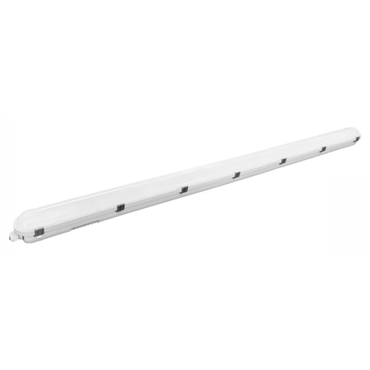 Corp LED 50W 1500x80mm CCT temperatura de culoare reglabila 3000K / 4000K / 6500K 8000lm IK10 IP65 material policarbon (PC) cu cleme metalice rezistent la praf si apa