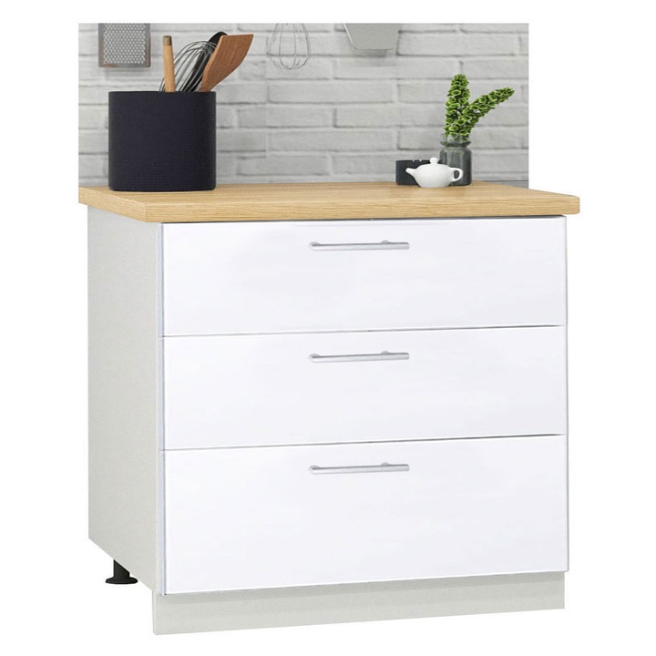 Corp mobilier inferior PAL bucatarie, BadenMob Germania, 3 sertare, 80x50x78cm, Alb