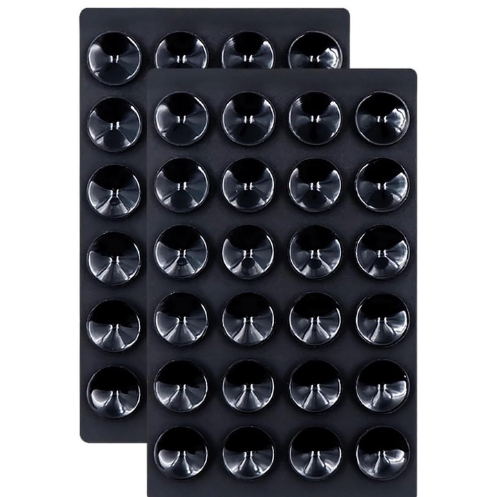 Комплект 2 броя адхезивни поставки за телефон, силиконова вендуза, черен, универсален